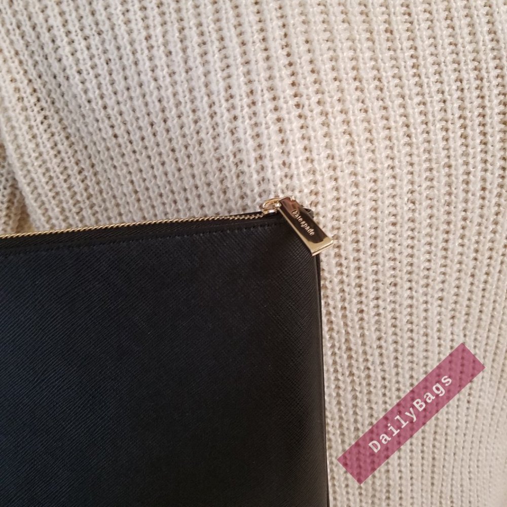 NWT KATE SPADE LARGE ZIP POUCH MEOW MULTI BLACK WHITE LEOPARD DOTS NOVELTY - Picture 6 of 7